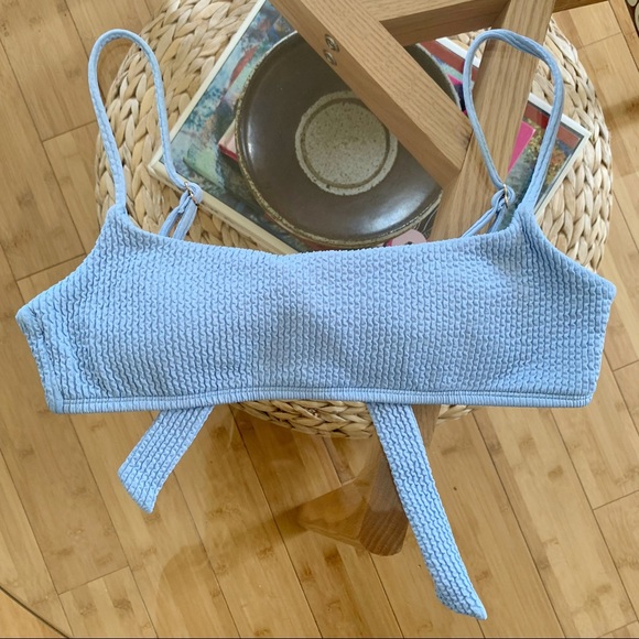 Monday Swimwear Other - Monday Swimwear Smocked Crinkle Bikini Top Light Blue XS